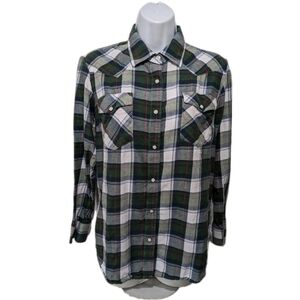 Pashartuk Pearl Snap Plaid Flannel Shirt S Long Sleeve Outdoor #8400